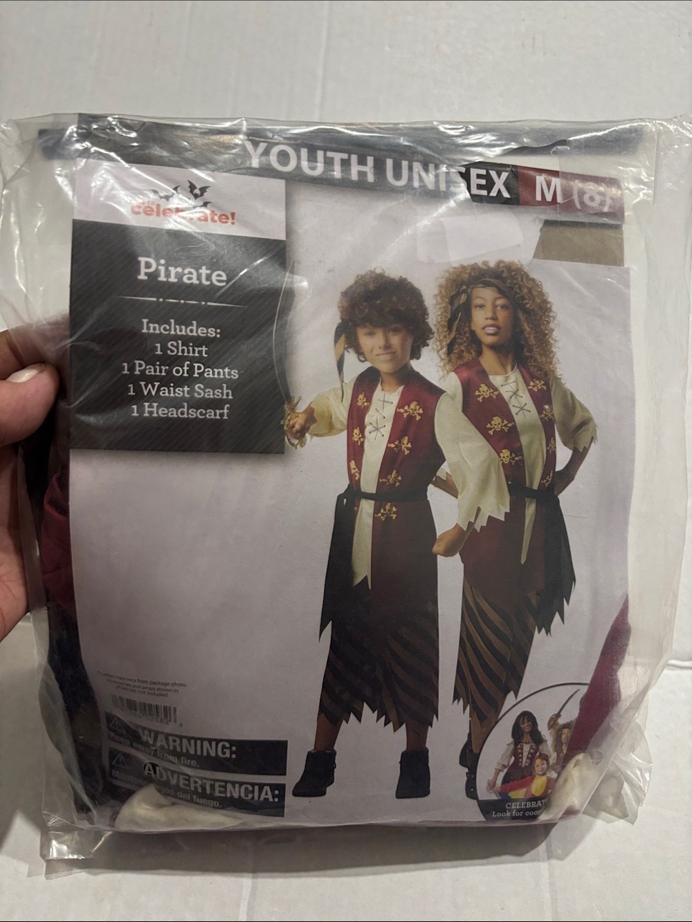 Youth Unisex Pirate Costume - Burgundy and Cream